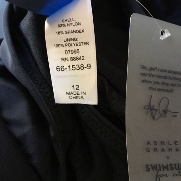 NWT Ashley Graham Swimsuit: Sexy Flattering Strappy Side Cutout w/ Drawstrings - Picture 5 of 6